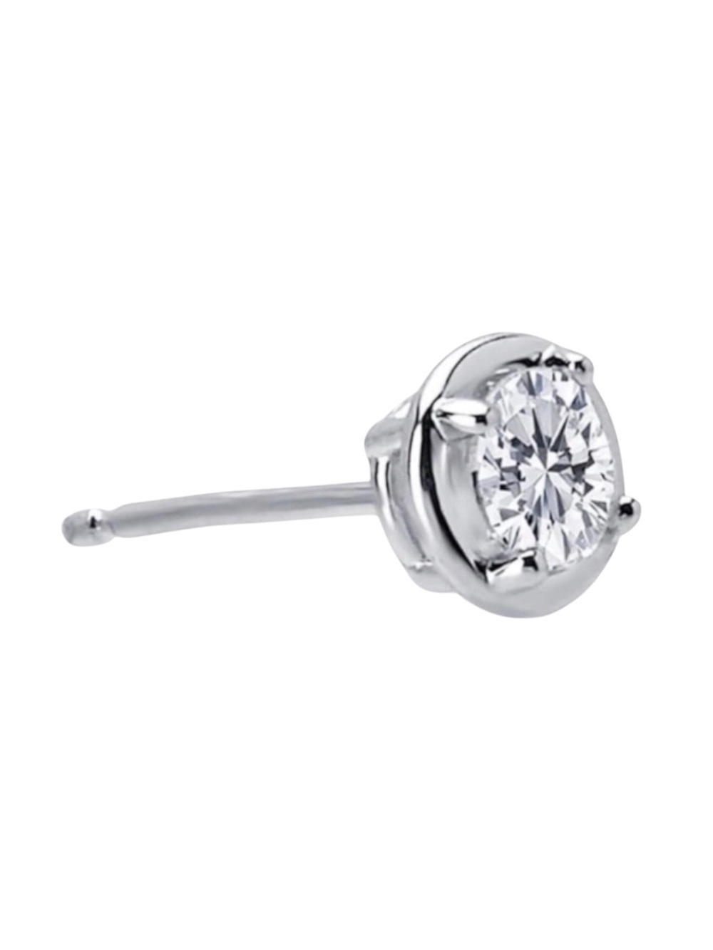 new Lassaire ᪥ Simulated Diamond Bezel Stud Earrings ᪥ Platinum Plated Silver - Picture 13 of 16